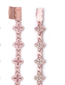 Rose gold S925 silver four-leaf clover bracelet with pink marquise stones and white diamonds - 15mm 6.5 Inch / Rose Gold + Pink Marquise Moissanite