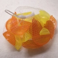 Reusable fruit-shaped plastic ice cubes in yellow and orange slices with mesh bag - Orange Slice 24PCS 310g