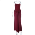 Detail view of burgundy corset bodice with lace embroidery and pleated waist design - S / Burgundy
