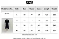 Detailed size chart for elegant V-neck long sleeve satin dress with measurements - All Colors And Sizes Available Largest Size 255g / S