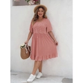 Robe bohème rose grande taille avec dentelle florale, glands et ourlet volanté - 4XL / Rose foncé