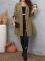 Detail eines olivgrünen Trenchcoats mit Reverskragen und verstellbarem Kordelzug an der Taille - 2XL / Khaki