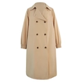 Classic khaki double-breasted trench coat with elastic cuffs and wide lapels for women - 3XL / Khaki