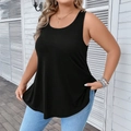 Canotta nera taglie forti da donna con dettagli plissettati sulle spalle e vestibilità comoda - 1XL / Nero