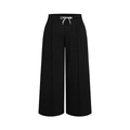 Pantaloni larghi taglie forti neri da donna con coulisse bianca e cucitura centrale - 1XL / Nero