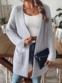 Dettaglio della maglia soffice lavanda e delle tasche funzionali sul cardigan morbido - Taglia S / Top / Grigio