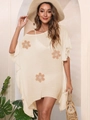 Copricostume beige con ricami floreali e vestibilità comoda per le vacanze estive - Taglia unica / Top / Albicocca