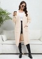 Women's beige chunky knit cardigan featuring drop shoulder design and large front pockets - One Size / Tops / Apricot
