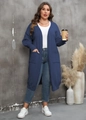 Détails du cardigan en maille bleu marine avec poches latérales et poignets côtelés - Bleu Marine