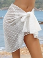Gonna pareo da spiaggia bianca in chiffon a pois con lacci regolabili in vita, tessuto velato - Taglia unica / Bianco