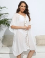 Dettaglio dei ricami all'uncinetto su un copricostume bianco stile boho da spiaggia - Taglia unica / Bianco