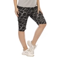 Close-up of women plus size bermuda shorts with irregular white geometric print - Black