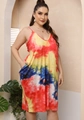 Vue détaillée montrant la poche latérale pratique de la robe tie-dye en grande taille - 0XL/L / Tie Dye Coloré