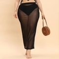 Sexueller schwarzer transparenter Netz-Maxirock mit hoher Taille für den Sommerurlaub - 1XL / Schwarz