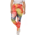 Women's colorful tie-dye high waist leggings with elastic slim fit and abstract print - L/0XL / Colorful
