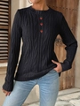 Detail of strawberry embroidery on black cable knit sweater with round neck - S / Black