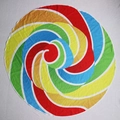 Round beach towel with colorful spiral pizza doughnut print made of soft microfiber fabric - Lollipop Print (st2180)