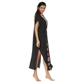 Kaftán de playa negro para mujer con adornos de ganchillo y aberturas - Talla única / Negro
