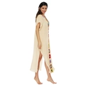 Vestido playero bohemio blanco roto con flores de ganchillo y aberturas laterales - Talla única / Albaricoque