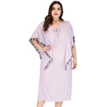 Plus size λεβάντα μποέμ μάξι φόρεμα με λαιμόκοψη V και πολύχρωμες λεπτομέρειες - Ένα μέγεθος / Μωβ