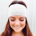 Elastic wide white sports headband for yoga and fitness made from breathable fabric - White