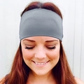 Elastic wide gray sports headband for yoga and fitness made from breathable fabric - Grey