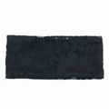 Fascia per capelli in pizzo floreale nero a doppio strato con elegante ricamo traforato - Nero