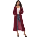 Détail de la maille du cardigan bordeaux avec de grandes poches latérales - Bordeaux