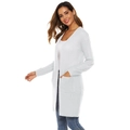 Cárdigan de punto blanco para mujer, largo medio con mangas largas y bolsillos grandes - XL / Blanco