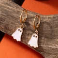 Geister-Ohrringe mit weißer Emaille und Vergoldung für Halloween-Partys und Mode - Hoop Geist Ohrringe