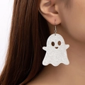 Primer plano de pendientes de fantasma en acrílico blanco con purpurina para Halloween - Pendientes colgantes de fantasma de acrílico con purpurina (3) / Blanco Purpurina