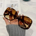Retro Übergroße Quadratische Sonnenbrille mit Schildpattmuster und Braunen Verlaufsgläsern - Leopard-Rahmen Braune Verlaufsgläser