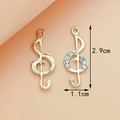Golden treble clef music note pendant charm with sparkling crystal rhinestones inlay - 1.1CM×2.9CM / Treble Clef KC Gold