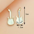 Golden guitar pendant set with sparkling rhinestones for DIY jewelry making - Guitar KC Gold (With Text)