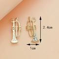 Golden alloy musical instrument pendants with rhinestones for DIY jewelry making - Large Saxophone KC Gold