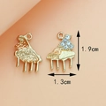 Golden alloy piano charm with rhinestones and detailed back for DIY jewelry making - Piano KC Gold