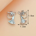Silver alloy French horn charms with white rhinestones, size 1.8cm by 1.2cm - Small Saxophone Silver