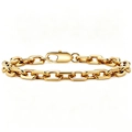 Mens 18K gold plated Figaro and Cuban chain bracelet with secure lobster clasp - 7mm Clasp-23cm / Gold