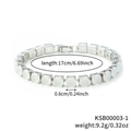 Elegant round white zircon bracelet with 17cm extension chain and silver settings - 6.0mm Round Style / 17+2cm / Silver Base Milky White Stone