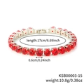 Bracelet tennis argenté avec zircons rouges ronds de 6mm et fermoir de haute sécurité - 6.0 Rond Facetté-17+2 / Argent / Zircon Rouge