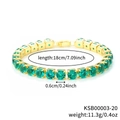 Gold tennis bracelet with 0.6cm round emerald green zircons and 18cm total length - Gold Base Green Diamond Color