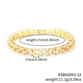 Gold tennis bracelet with 6mm round clear cubic zirconia stones and extender chain - Gold Base White Diamond Color