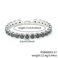 Tennisarmband in Silberoptik mit 6mm schwarzen Zirkonia-Steinen und Sicherheitsverschluss - 6.0 Rund-17+2 / Silber/Schwarzer Zirkonia
