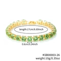 Gold tennis bracelet with round light green zircons and measurement details - Gold Base Olive Green Stone