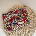 Borsa per trucco floreale in cotone con cerniera metallica e motivo a fiori variopinti - Rame Retrò