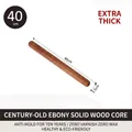 Solid ebony wood rolling pin 40cm x 3.5cm featuring natural grain and polished finish - 【rounded And Thickened At Both Ends】40*3.5cm / Natural Wood Color [no Wax No Pigment]