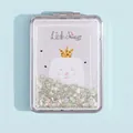 Specchio per trucco pieghevole portatile con glitter mobili e design a forma di coniglio - Cucciolo con Corona (Rettangolare)