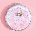 Specchio da borsa con sabbia rosa e gatto unicorno in bustina trasparente - Gatto Rosa (Tondo)