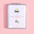 Portable folding mirror with white quicksand sequins and 'Have a Good Day' slogan - Good Day English Style (Rectangular)