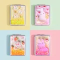 Portable folding mini makeup mirror with cute cartoon rabbit and quicksand glitter design - Cartoon Rabbit Series (Rectangular)